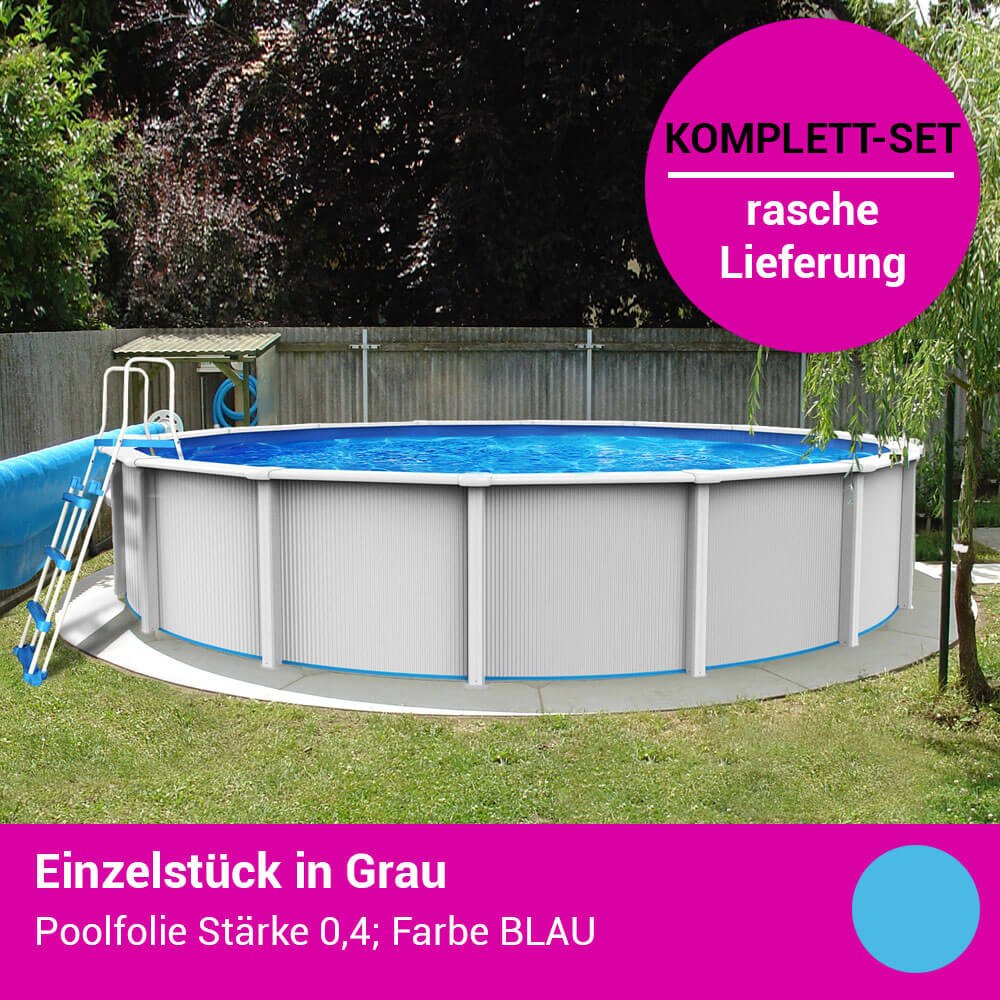 Stahlwandpool Komplett-Set mit blauer Poolfolie