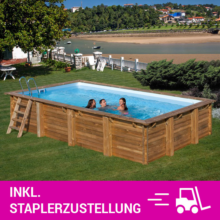 GRE Holzpool Evora, 570 x 373 x 130 cm, Kompettset