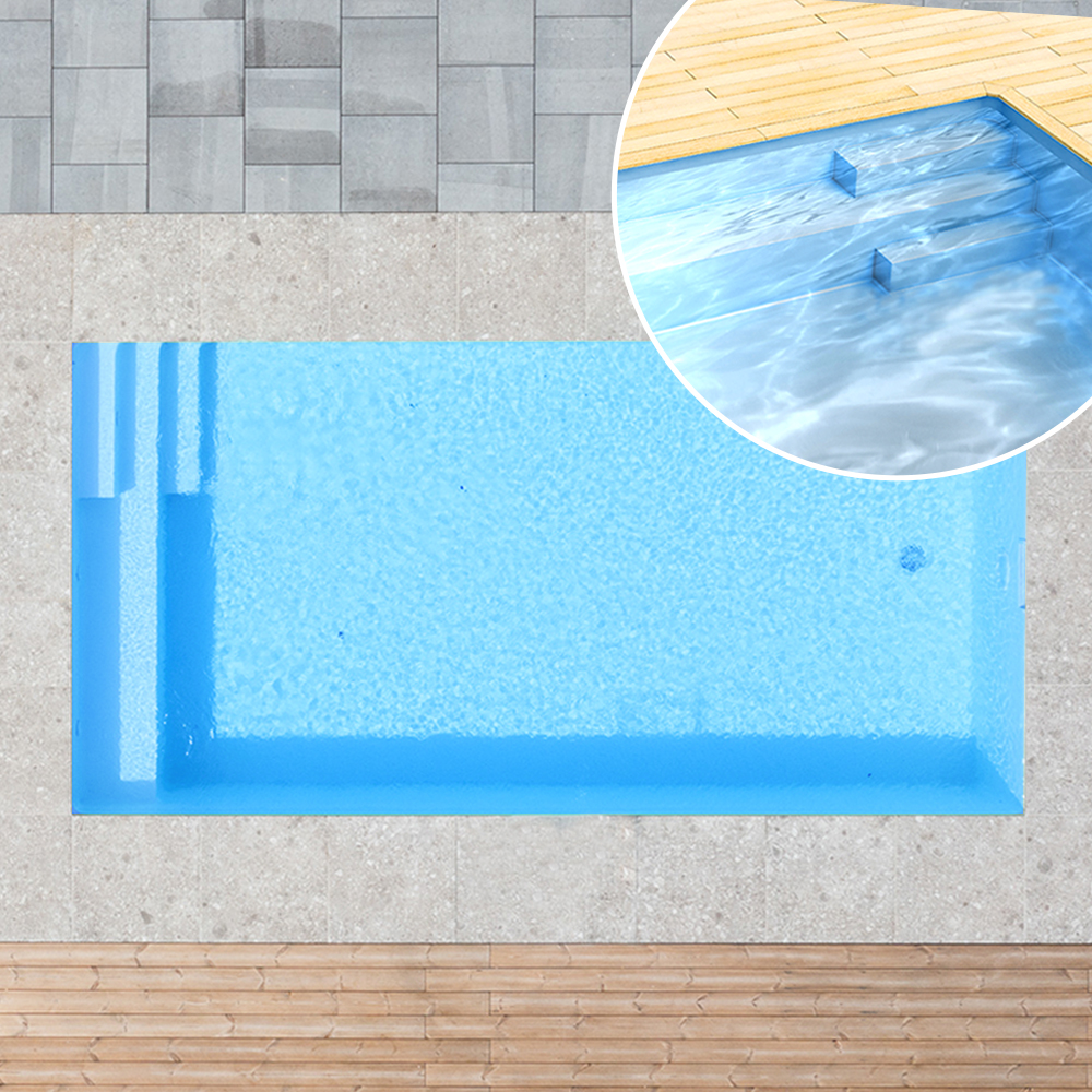 Styroporpool, 1000 x 500 x 120 cm, Basis-Bausatz mit Treppe rechts und Sitzbank