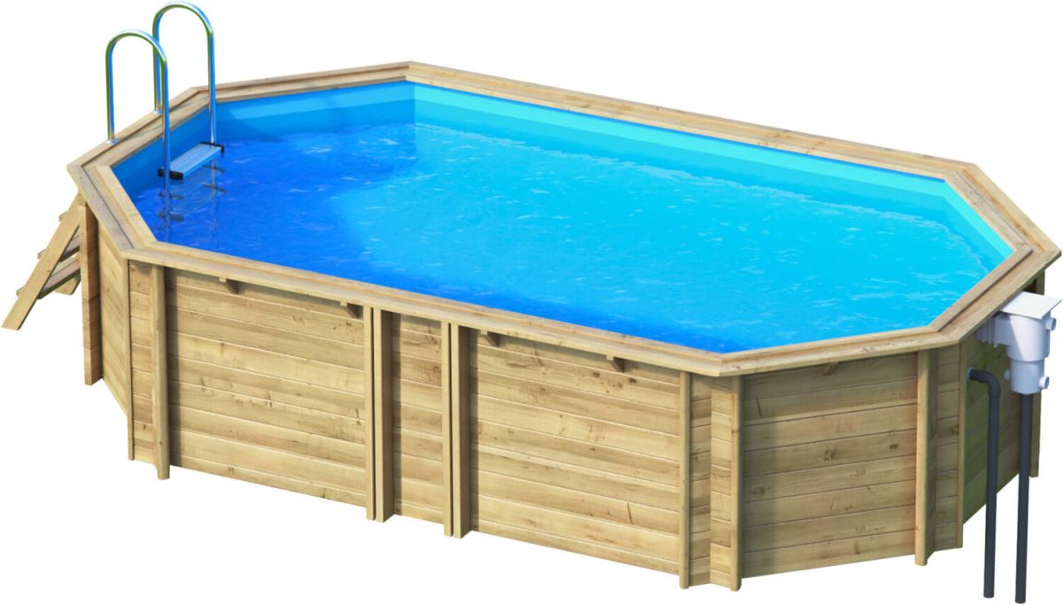 Holzpool Tropic Octo+ 540, 487 x 277 x 120 cm, Komplettset