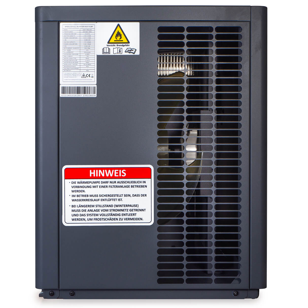 Full Inverter Wärmepumpe Apoolco SILENT Heat, 15kW, bis 70m³, ASPT-150SD