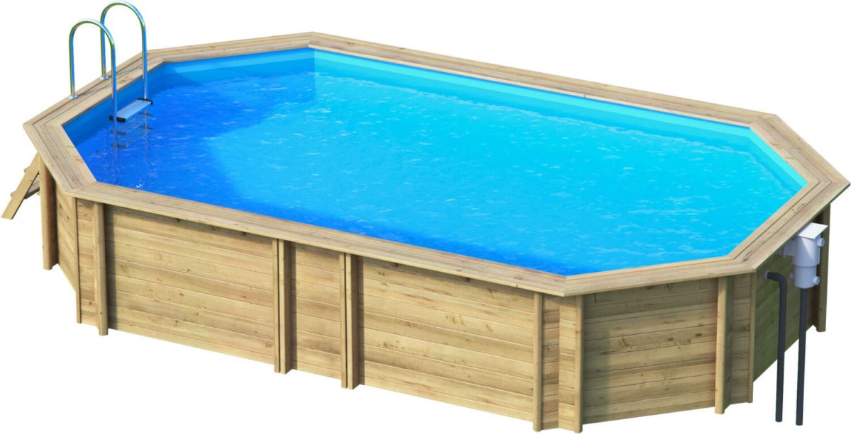 Holzpool Weva Octo+ 640, 590 x 350 x 146 cm, Komplettset