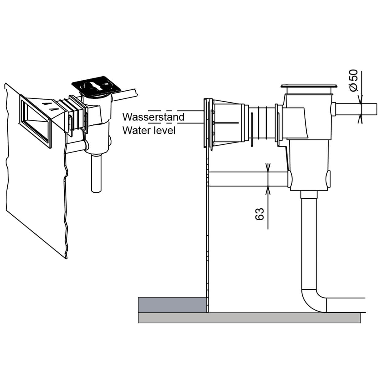 Styroporpool High Level Skimmer SL119-M-MR - Maße 3